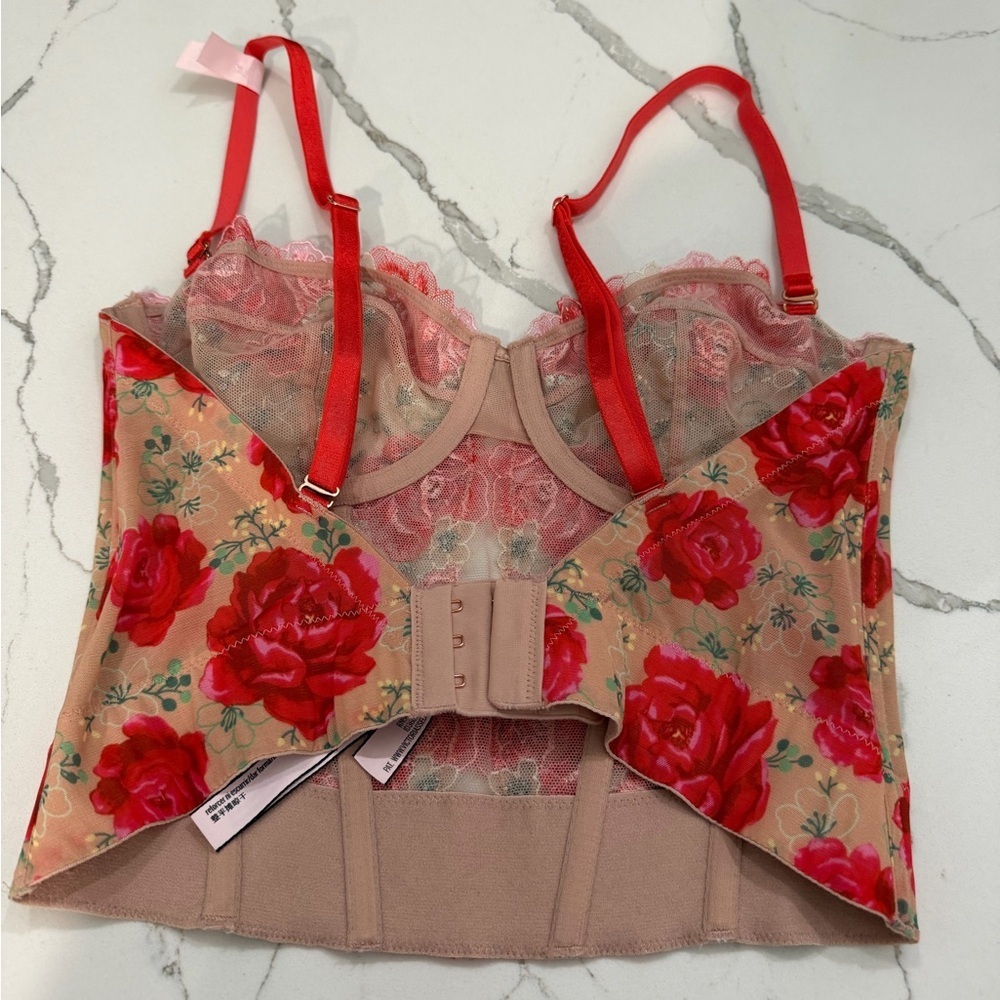 Victoria’s Secret dream angels Strapless Floral Embroidery Corset Top size 32C - Picture 5 of 8